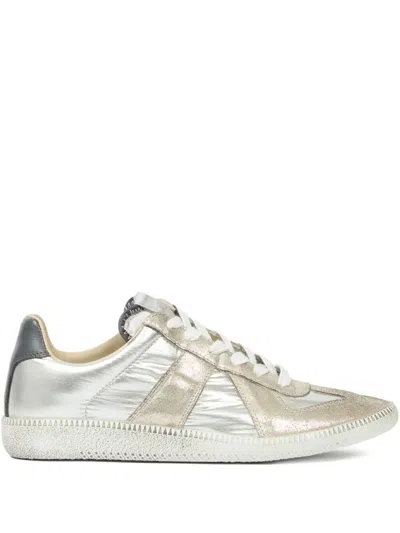 Maison Margiela Contemporary Low Top Sneakers With Contrast Panels In Silver