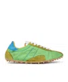 Maison Margiela Sprinter Leather And Brushed Suede-trimmed Shell Sneakers In Green