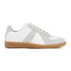 Maison Margiela Women Replica Low-top Leather Sneakers With Suede Inserts In White