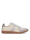 Maison Margiela Sneakers In Beige With Front Lace-up Fastening In White