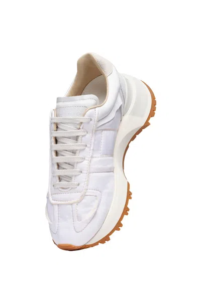 Maison Margiela Evolution Nylon Sneakers With Leather Profiles In White