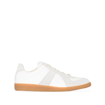 Maison Margiela White Leather Sneakers In Multi