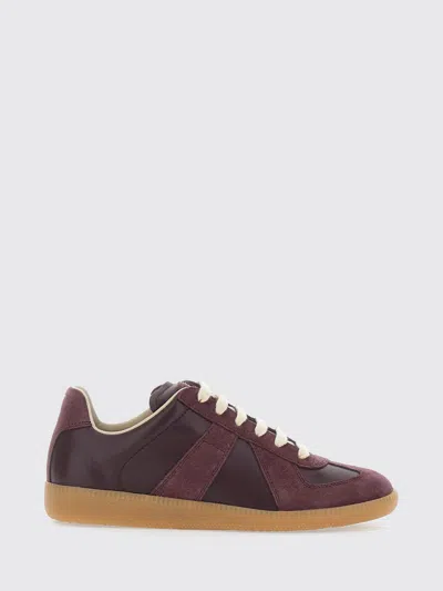 Maison Margiela Replica Suede And Leather Sneakers In Burgundy