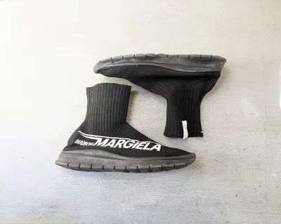 Pre-owned Maison Margiela Sock Sneakers Black 12 45 High Tops In Black White