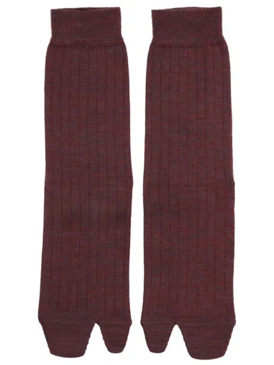 Maison Margiela Socks "tabi" In Burgundy