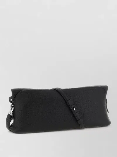 Maison Margiela Soft 5ac Leather Clutch Bag Strap In Black
