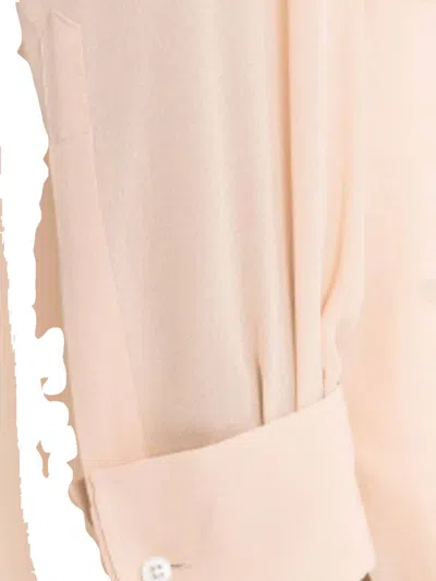 Maison Margiela Soft Silk Long Sleeve Shirt With Classic Collar And Button Front In Neutral