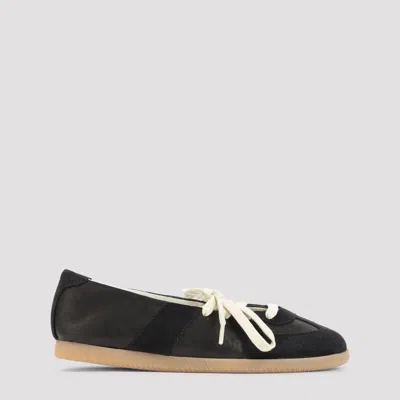 Maison Margiela Soft-laced Leather Ballet Flats In Black