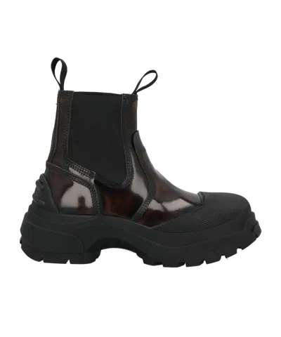 Maison Margiela Solid Color Ankle Boots In Brown
