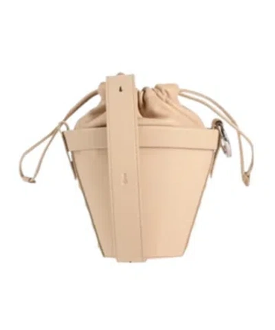 Maison Margiela Solid Color Leather Bucket Bag In Brown
