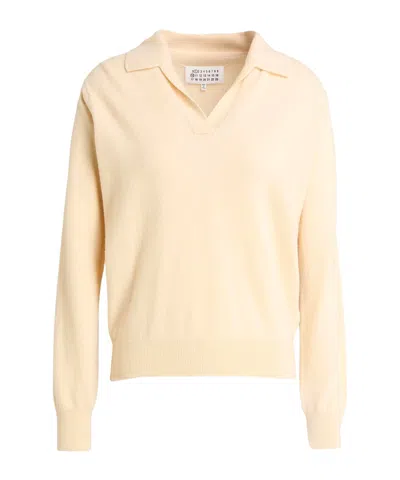 Maison Margiela Solid Color Wool Knit Sweater In Nude