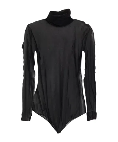 Maison Margiela Solid High-neck Chiffon Jumpsuit In Black