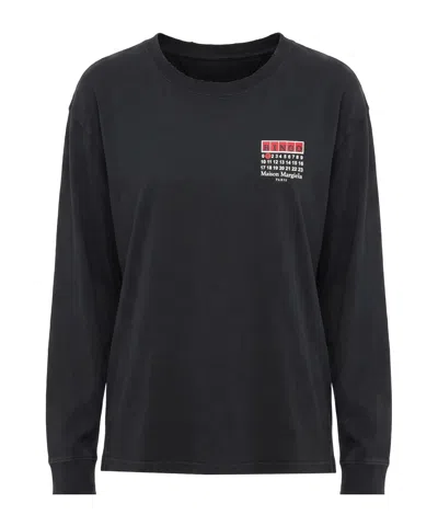 Maison Margiela Solidcolor Printed Longsleeve Tshirt In Black