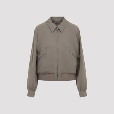 Maison Margiela Wool Jacket Zip Pockets Ribbed Hem Collar In Gray