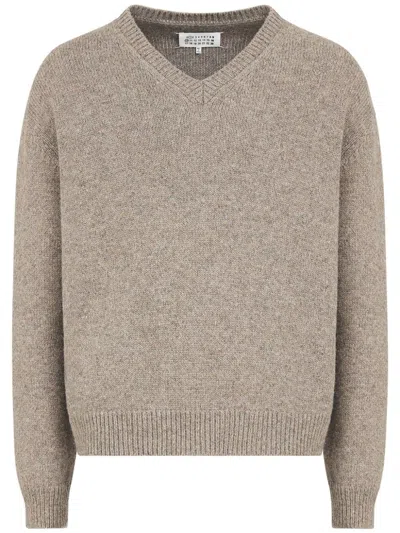 Maison Margiela Speckle-knit Wool Jumper In Neutrals