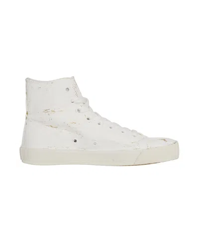 Maison Margiela Splatter Effect High-top Sneakers In White