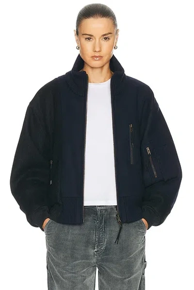 Maison Margiela Wool Bomber Jacket High Collar Arm Pocket In Black