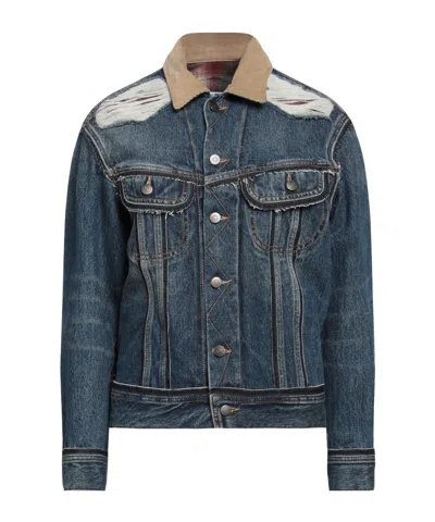 Maison Margiela Spliced Color Denim Jacket In Blue
