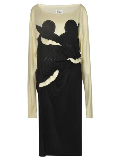 MAISON MARGIELA SPLICED JERSEY MIDI DRESS