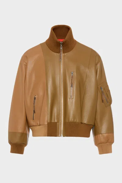 Maison Margiela Spliced Leather Bomber Jacket Man Brown