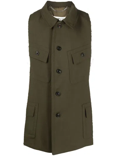 Maison Margiela Panelled Detachable-sleeve Shirt Jacket In 绿色