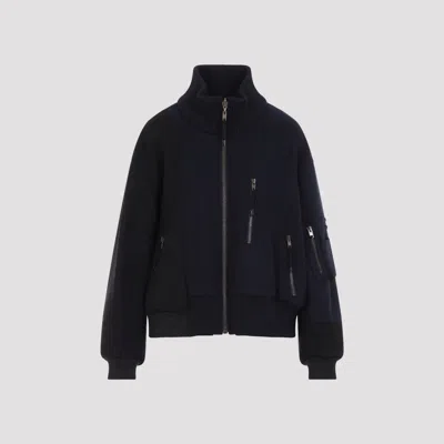 Maison Margiela Spliced Wool Bomber Jacket In Blue