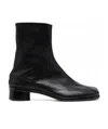Maison Margiela Tabi Split-toe Textured-leather Boots In Black