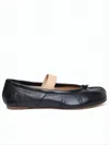 Maison Margiela Split-toe Black Lambskin Flat Shoes With Bow Detail In Black