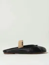 Maison Margiela Split-toe Black Leather Mules With Textured Strap In Black