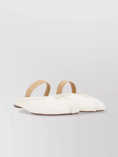 Maison Margiela Tabi Frayed Split-toe Leather Ballet Flats In White