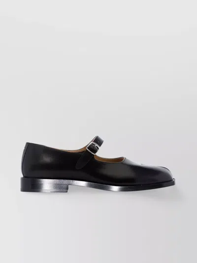 Maison Margiela Bovine Leather Mary Jane Pumps With Sheepskin Detailing And Elegant Buckle Closure In Black