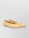Maison Margiela Split Toe Leather Ballerina Shoes With Flat Rubber Sole In Beige