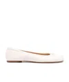 Maison Margiela Tabi Toe Flat Leather Slip-on Ballerina In White
