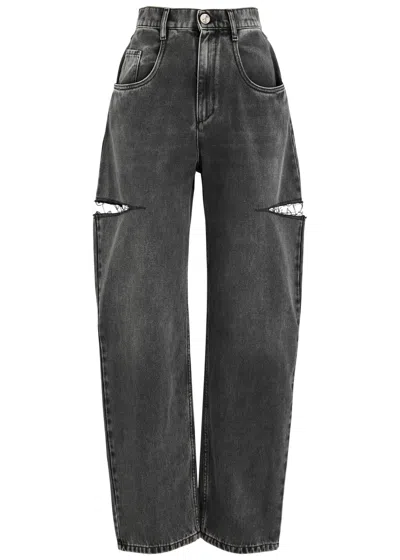 Maison Margiela Women Black Five-pocket Style Jeans With Rips In Cotton Denim Woman In Gray