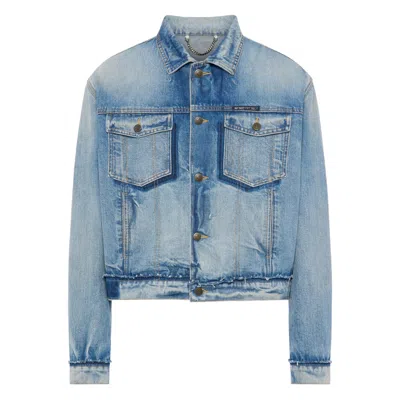 Maison Margiela Structured Fit Sports Jacket In Premium Cotton-polyester Blend In Blue