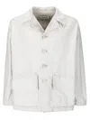 Maison Margiela Oversized Off-white Cotton Denim Jacket With Flap Pockets In Neutral