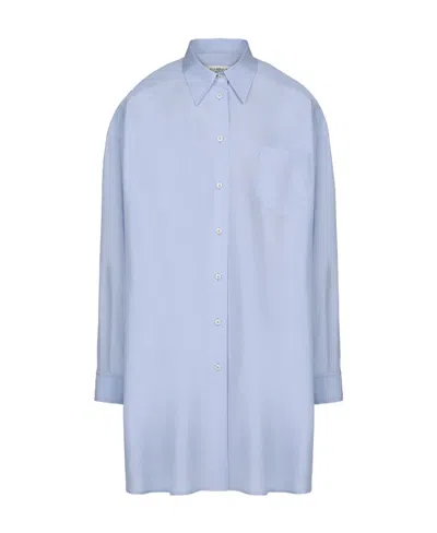 Maison Margiela Spread-collar Long Cotton Shirt In Purple