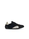 Maison Margiela Sprinters Branded Canvas And Suede Low-top Trainers In Black