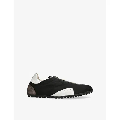 MAISON MARGIELA BLK/WHITE SPRINTERS CANVAS AND SUEDE LOW-TOP TRAINERS EUR 42 / 8 UK