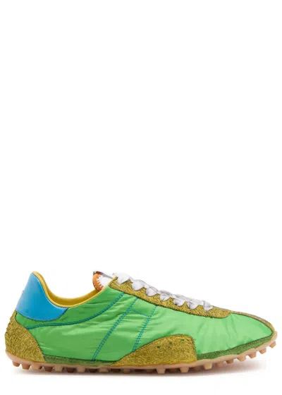 Maison Margiela Sprinters Distressed Nylon Sneakers In Green