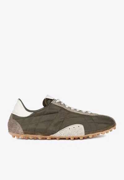 Maison Margiela Womens Khaki Sprinters Leather And Suede-trimmed Nylon Trainers Eur 37 / 4 Uk In Multi