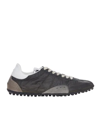 Maison Margiela Sneakers Sprinters In Suede And Leather With Vintage Finish In Black