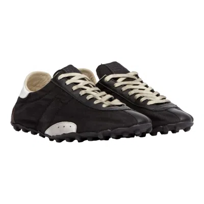 Maison Margiela Sprinter Leather And Suede-trimmed Twill Sneakers In Black