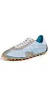 Maison Margiela Sprinter Leather And Brushed Suede-trimmed Shell Sneakers In Blue