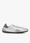 Maison Margiela Sprinters Nylon And Leather Low-top Sneakers In Silver