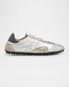 Maison Margiela Sprinters Nylon And Leather Low-top Sneakers In Silver