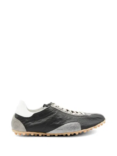 Maison Margiela Sneakers Sprinters In Suede And Leather With Vintage Finish In Black
