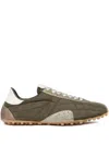 Maison Margiela Quilted-texture Sneakers With Rugged Sole And Suede Overlays In Green