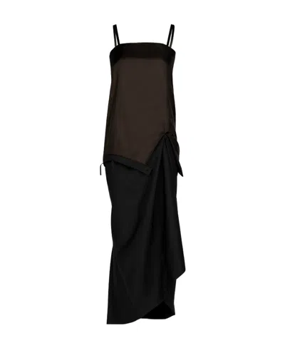 Maison Margiela Square-neck Wool Midi Dress In Black