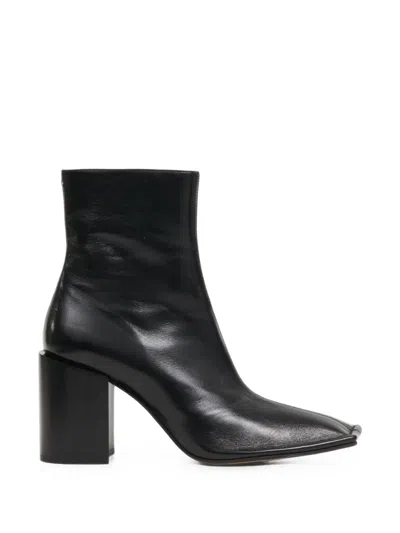 Maison Margiela Leather Square-toe Ankle Boots In Black